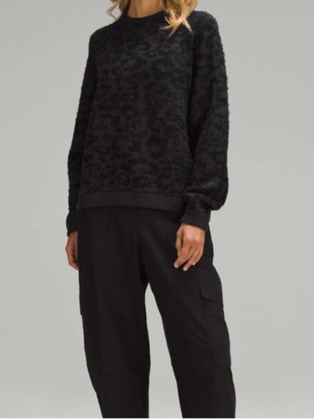 IRO Paris Black Swan Leopard Print Mohair Alpaca Blend Oversized Knit Sweater